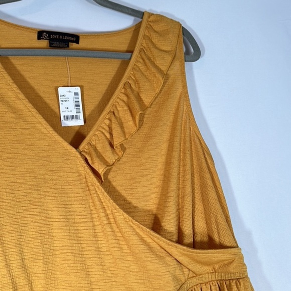 Love & Legend Mustard Yellow Ruffle Tank Top NWT - Picture 5 of 9
